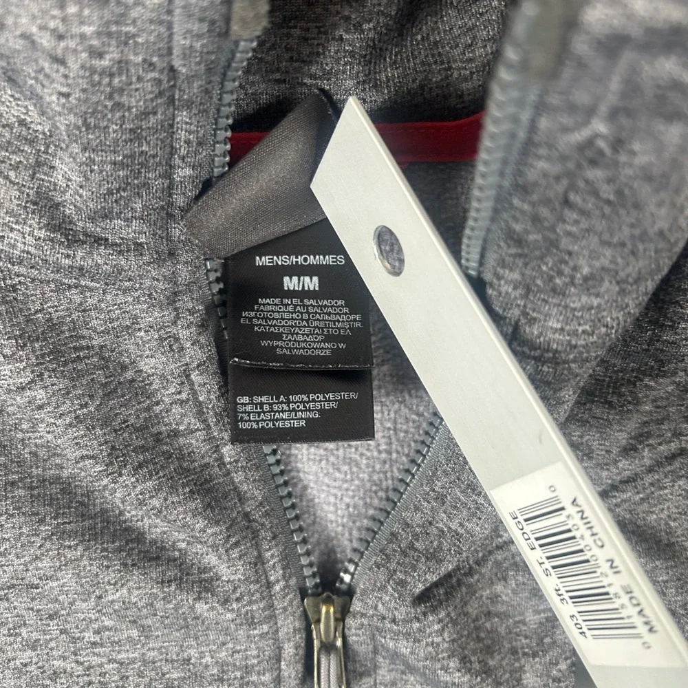 The North Face Fleece Jacket Mens Medium‎ Gray Red Full Zip Mock Neck